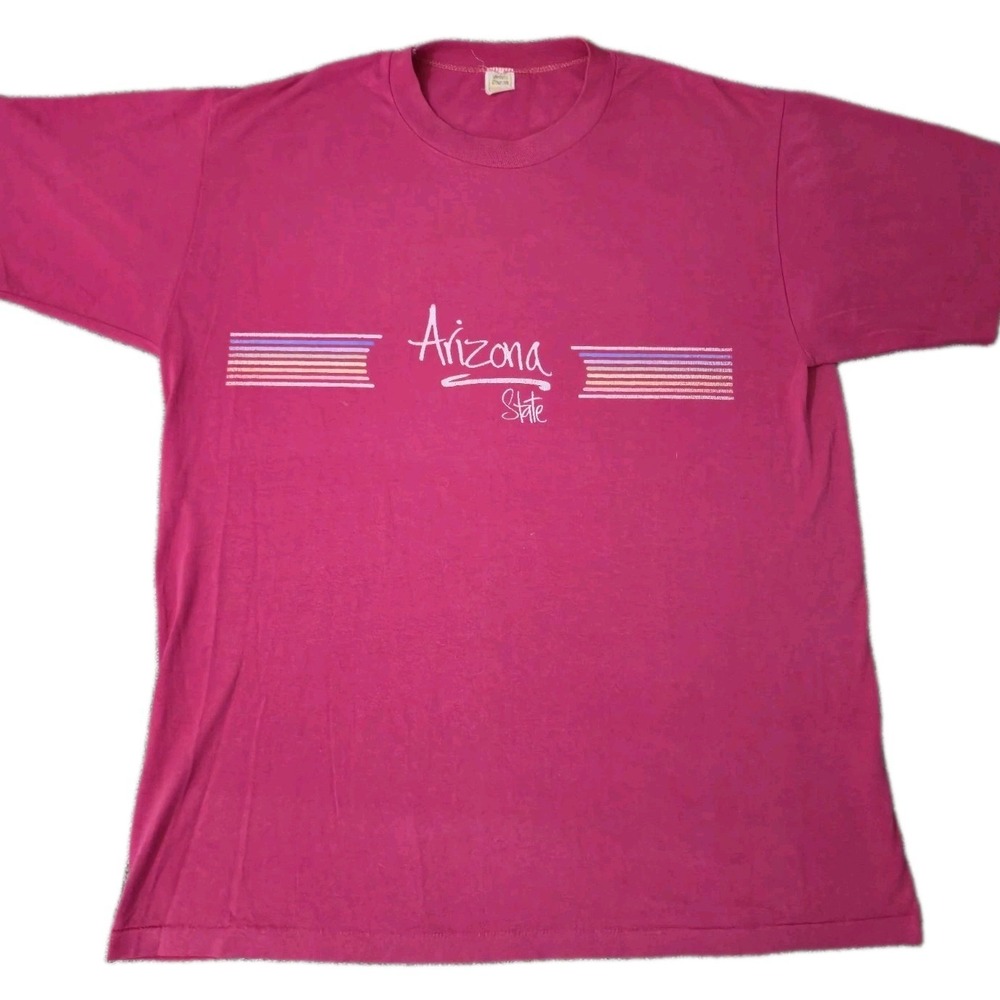 VTG Velva Sheen Arizona State Single Stitch T Shirt 70s 80s Size XL Pink